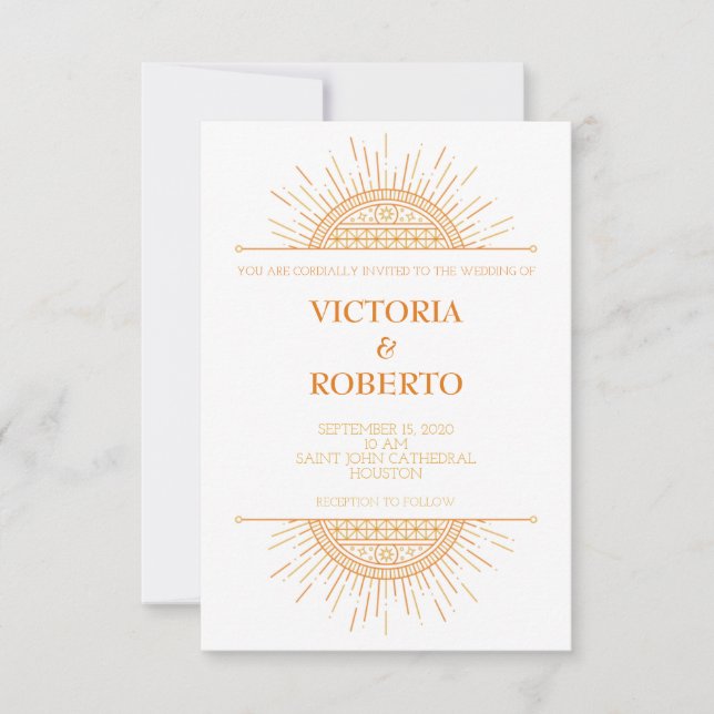 Soft art deco wedding invitation (Front)