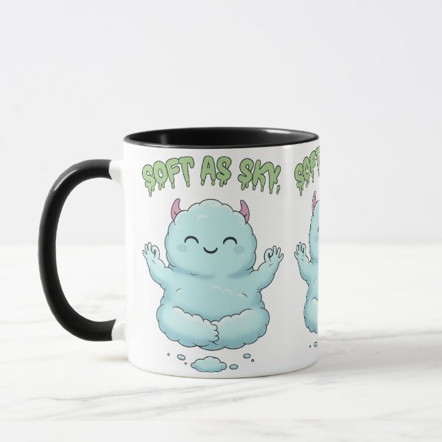 Soft as Sky: Kawaii Cloud Monster Zen Yoga & Medit Mug (Left)