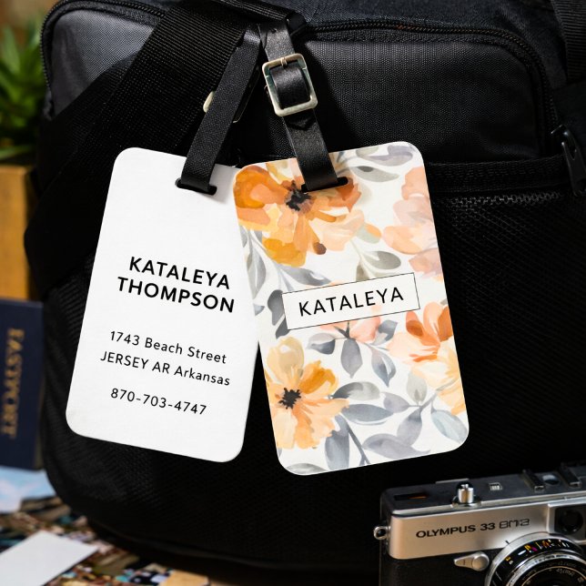 Soft Autumn Floral Personalised  Luggage Tag (Creator Uploaded)