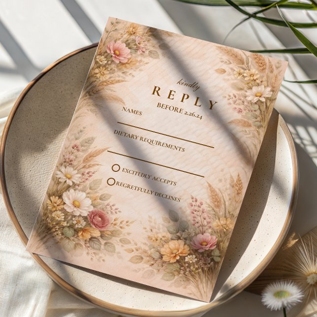 Soft Autumn Floral Wedding RSVP Card (Creator Uploaded)
