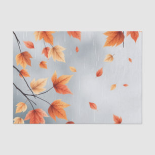 Soft Autumn Leaves with Raindrops Tissue Paper