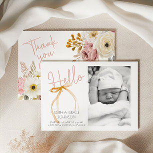 Soft Autumn Spring Floral Baby Photo Announcement