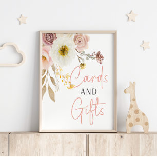 Soft Autumn Spring Floral Baby Shower Cards Gifts Poster