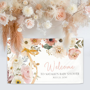 Soft Autumn Spring Floral Baby Shower Welcome Banner