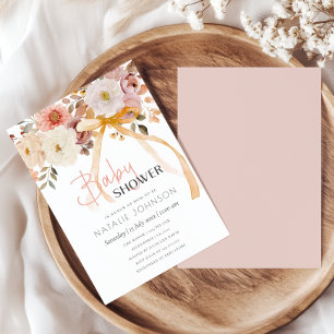 Soft Autumn Spring Floral Girl Baby Shower Invitation