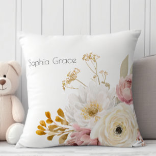 Soft Autumn Spring Floral New Baby Shower Nursery Cushion