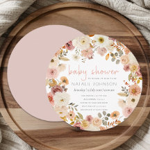 Soft Autumn Spring Floral Round Baby Shower