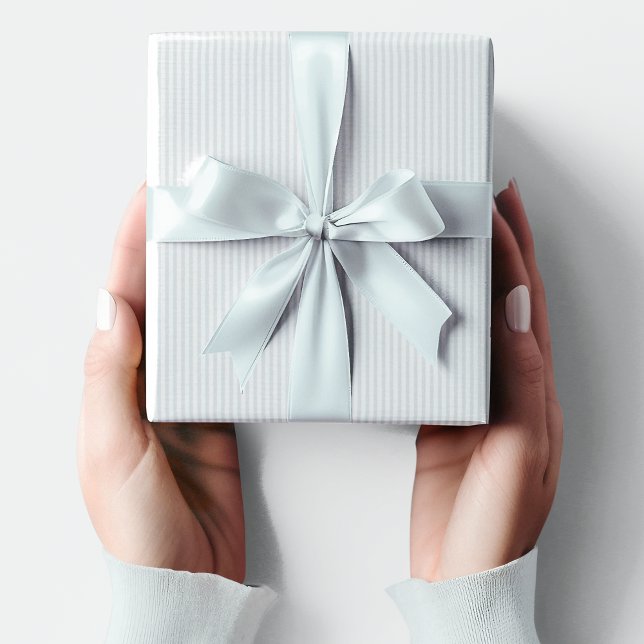 Soft Baby Blue and White Striped Baby Shower Wrapping Paper (Elegant Baby Blue and White Pinstriped Gift Wrap for Baby Shower. Cute Pastel Blue & White Stripes)