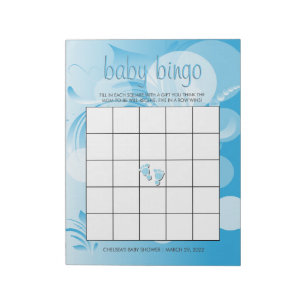 Soft Baby Blue Bokeh Florid   Baby Boy Shower Notepad