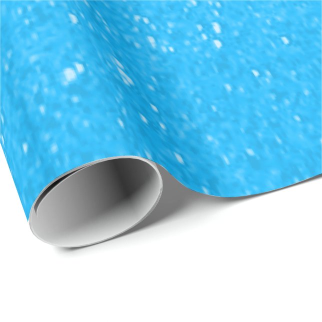 Soft Baby Blue Glitter Print Wrapping Paper (Roll Corner)