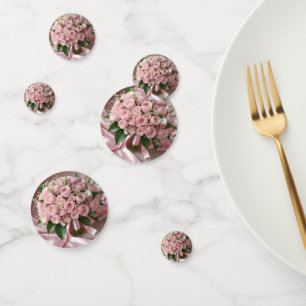 Soft Baby Blush Pink Rose Wedding Bouquet, Confetti