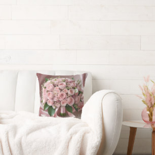 Soft Baby Blush Pink Rose Wedding Bouquet, Cushion