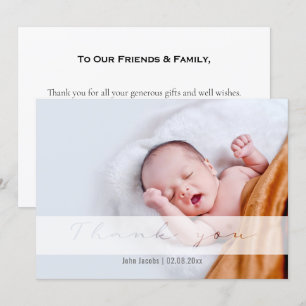Soft baby shower, baby boy, thank you card