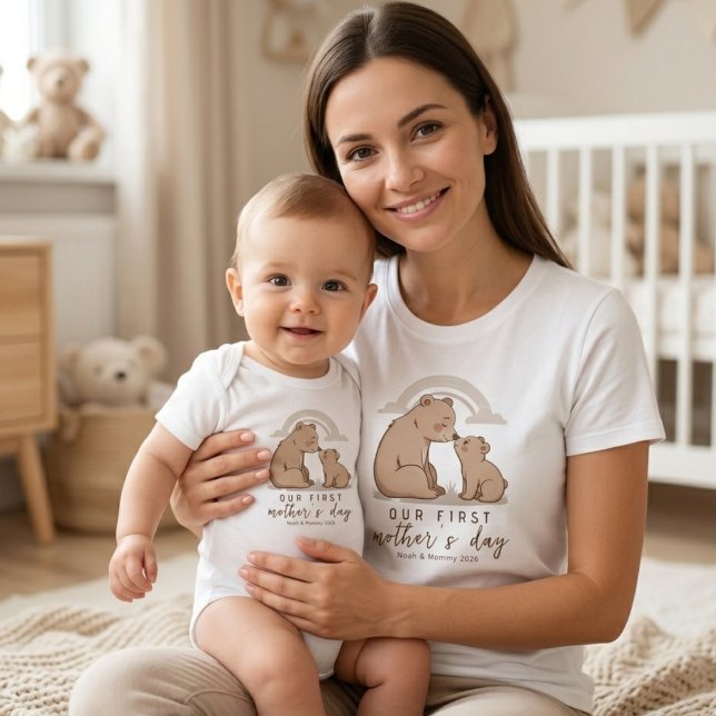 Soft Bear Baby Mom Love First Mothers Day Design Bodysuit (Creator Uploaded)