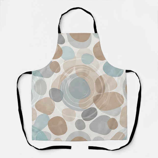 Soft Beige Blue Grey Minimalist Overlapping  Apron (Front)