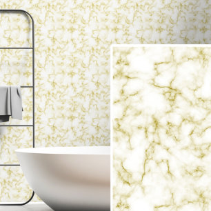 Soft Beige Brown Taupe on White Marbled Wallpaper