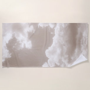 Soft Beige Clouds 5 #clouds #art  Beach Towel
