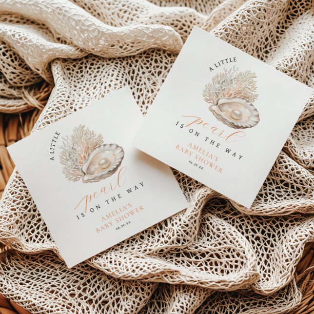 Soft Beige Coastal Pearl Baby Shower Napkins (Creator Uploaded)