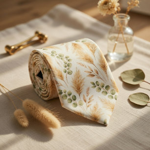 Soft Beige Delicate Ivy & Floral Motifs  Tie