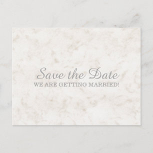 Soft Beige Elegant Marble Save the Date Announcement Postcard