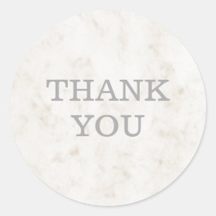Soft Beige Elegant Marble Thank You Classic Round Sticker