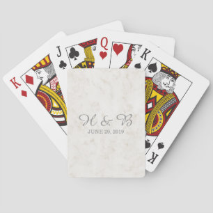 Soft Beige Elegant Marble Wedding Playing Cards