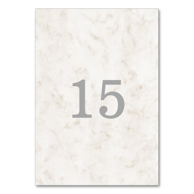 Soft Beige Elegant Marble Wedding Table Number (Front)
