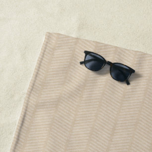 Soft Beige Herringbone Pattern Beach Towel