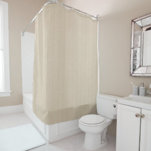 Soft Beige Herringbone Pattern Shower Curtain