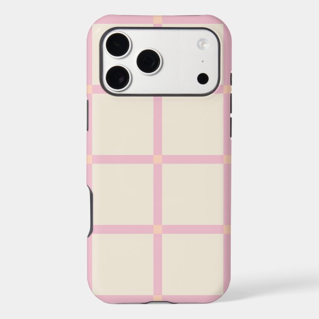 Soft Beige & Pink Grid Pattern (Back)