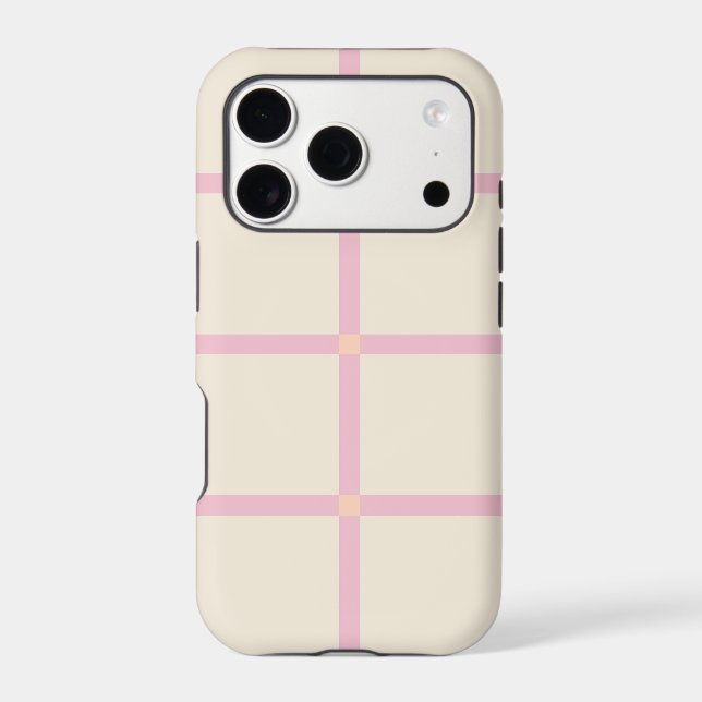 Soft Beige & Pink Grid Pattern (Back)