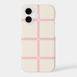 Soft Beige & Pink Grid Pattern