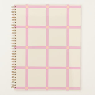 Soft Beige & Pink Grid Pattern Planner