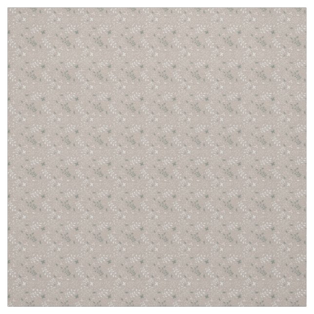 Soft Beige Roses with Green Leaf Accents Fabric (Swatch)