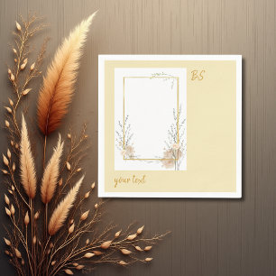 soft beige rustic minimal floral monogram napkin