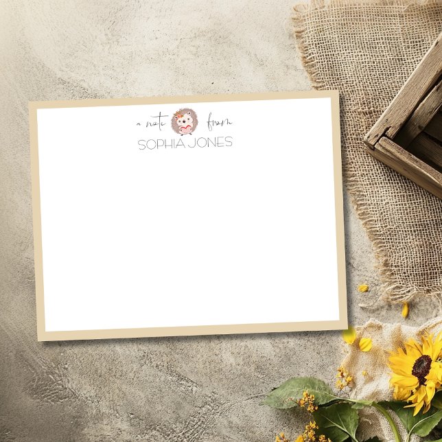 Soft Beige Simple Hedgehog Stationery Note Card (Creator Uploaded)