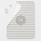 Soft Beige Striped Baby Blanket Name, Initial