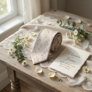 Soft Beige Wildflower Tie