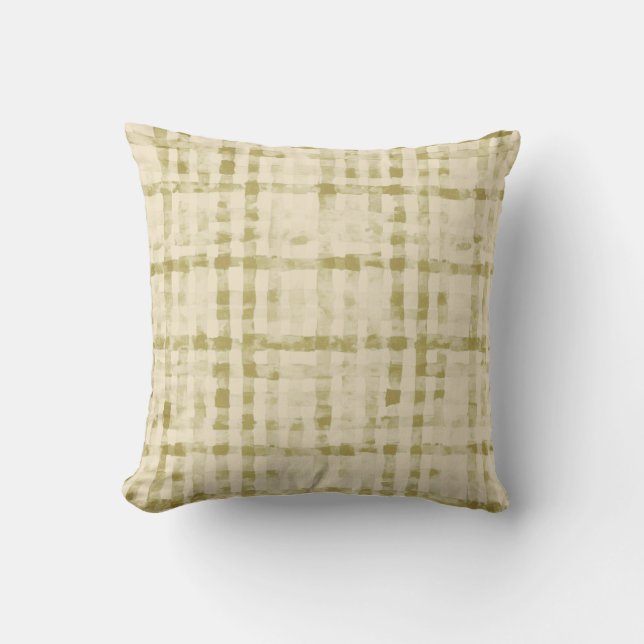 Soft Beigi, Khaki Checkered Pattern,Simple, Modern Cushion (Front)