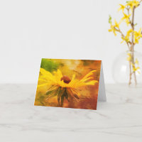 Soft Black Eyed Susan Floral Art Note 