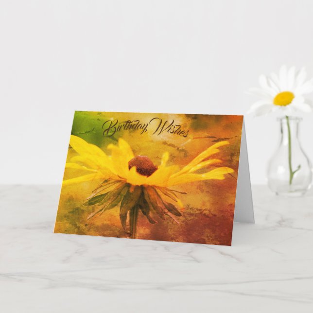 Soft Black Eyed Susan Flower Art Birthday Card (Small Plant)