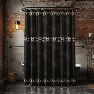 Soft Black Faux Suede Leather Shower Curtain
