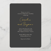 Soft Black Gold Script Chic Couples Wedding Shower