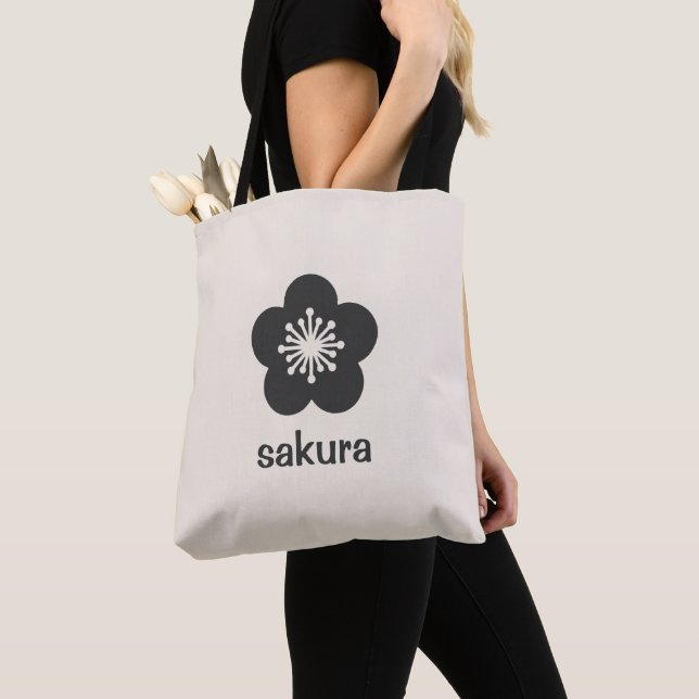 Soft Black Sakura Blossom Silhouette - Neutral Tote Bag (Close Up)