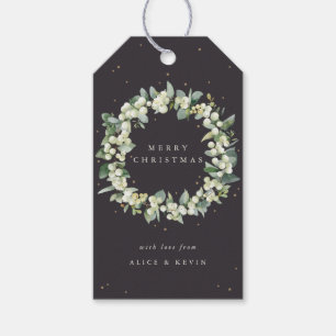 Soft Black Snowberry+Eucalyptus Christmas/Holiday Gift Tags
