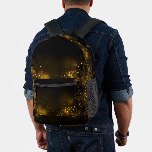 Soft Black  Watercolor Gold Splash Elegant Printed Backpack (Insitu (Model))