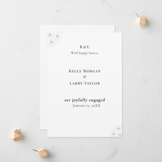 Soft Bloom Elegance Engagement Announcement Card (Front/Back In Situ)