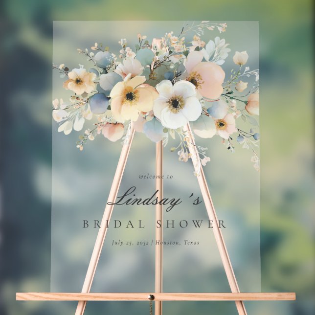 Soft Bloom Elegant Bridal Shower Acrylic Sign (Neutral)
