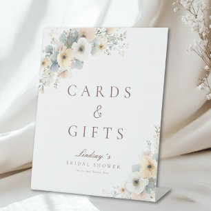 Soft Bloom Elegant Bridal Shower Cards & Gifts Pedestal Sign