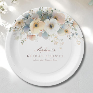 Soft Bloom Elegant Bridal Shower Paper Plate